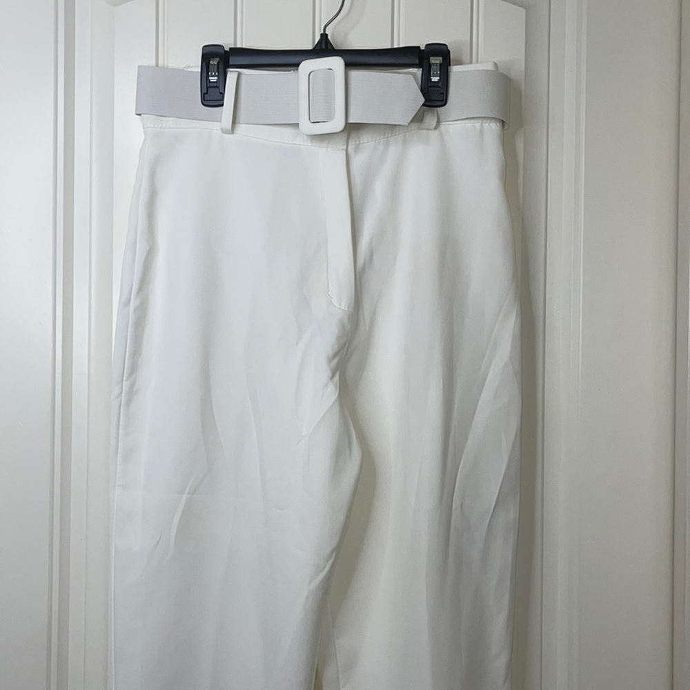 Sale! ☄️NWT! White Buckle Belt Straight Tapered Trouser Size 14